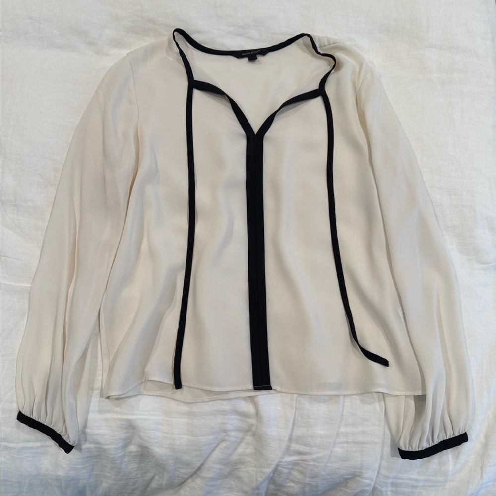 Banana Republic Cream Blouse with Black Trim